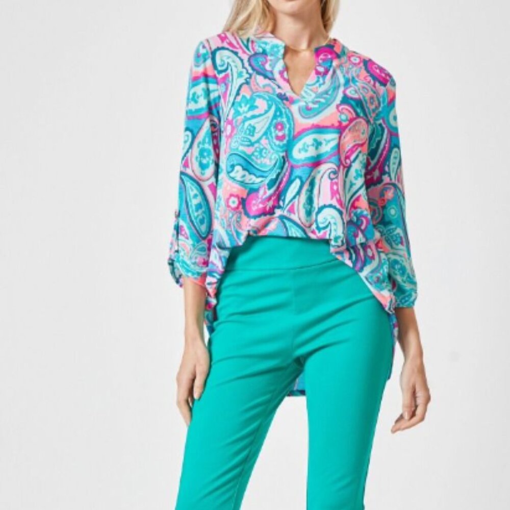 Blue Multi Paisley Print W/ 3/4 Sleeve